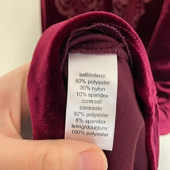 MAURICES Velvet Shift Dress Burnout Pattern Burgundy Maroon Red High Neck Velour - Picture 9 of 12